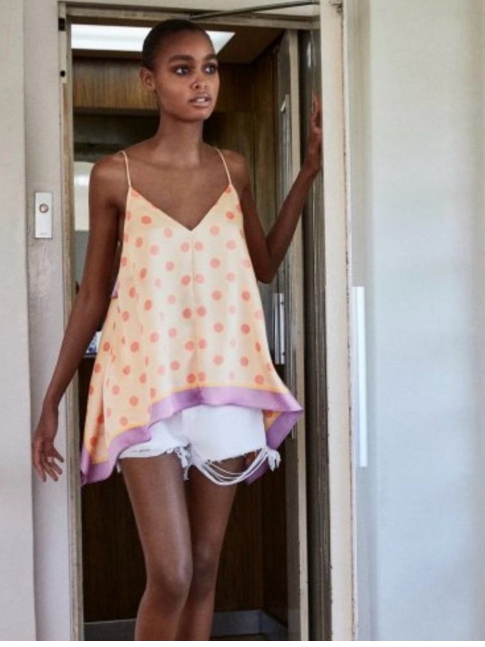 Zara Satin Orange & Purple Polka
Dot Open Back Cami Top sz M - Picture 2 of 5
